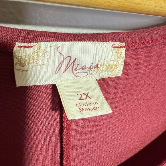 Misia Tunic Women’s 2X Long Sleeve Top Red Wine Pockets Soft Stretchy Comfort - Picture 7 of 9